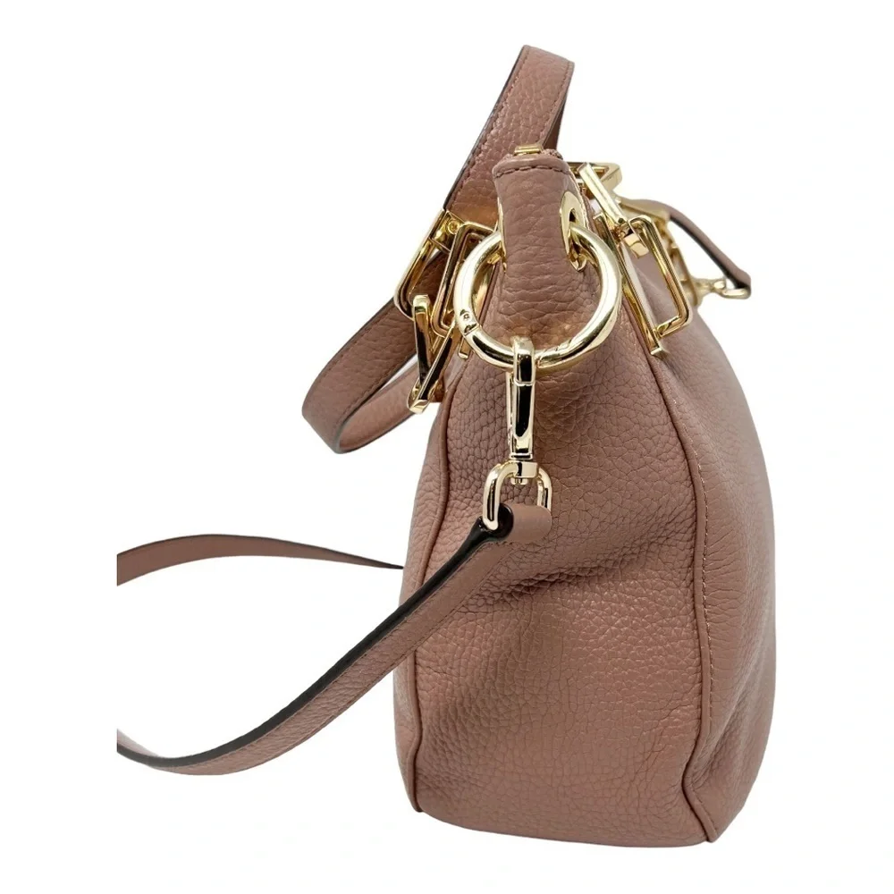 Michael Kors Mauve Dusty Pink Leather Brooke Medium Shoulder Crossbody Handbag